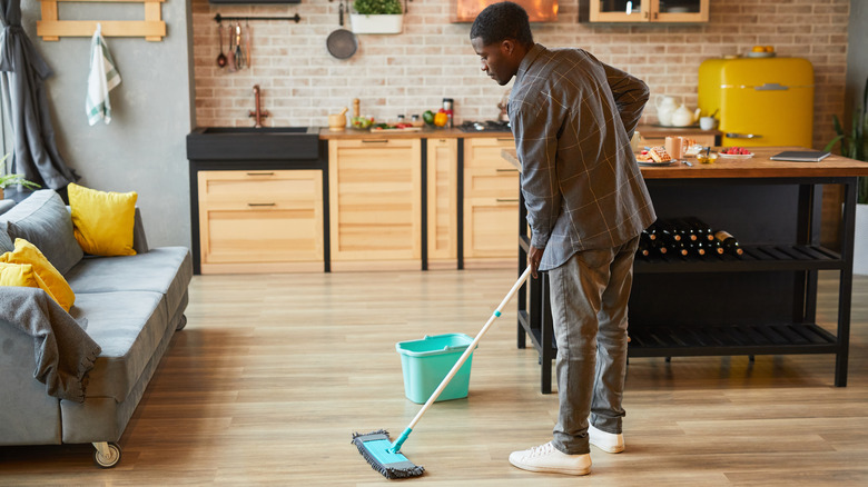 Damp mopping hardwood