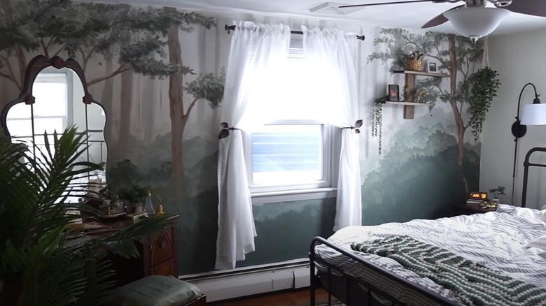 Vintage landscape-inspired mural