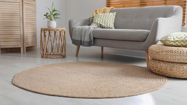 tan circular accent rug