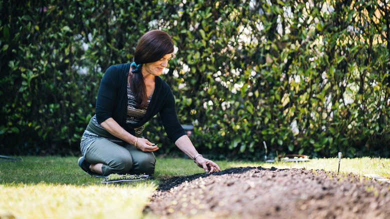Woman planting seeds