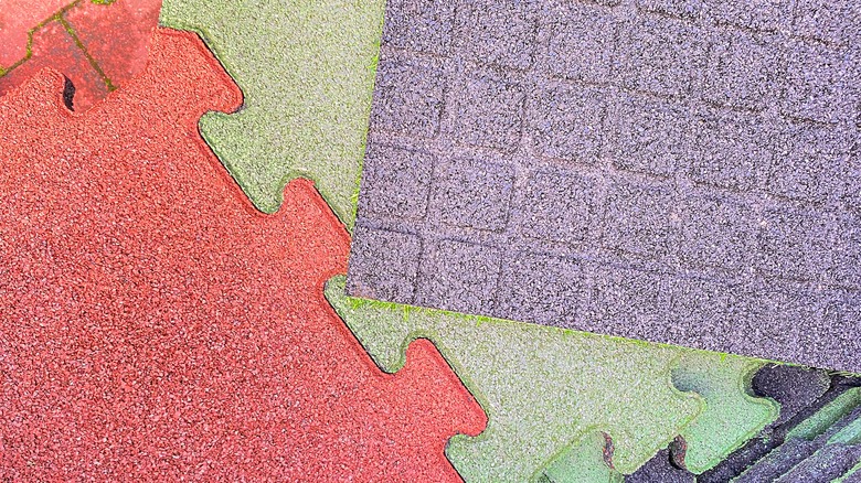 Rubber interlocking tiles