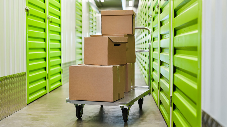 Boxes in storage facility