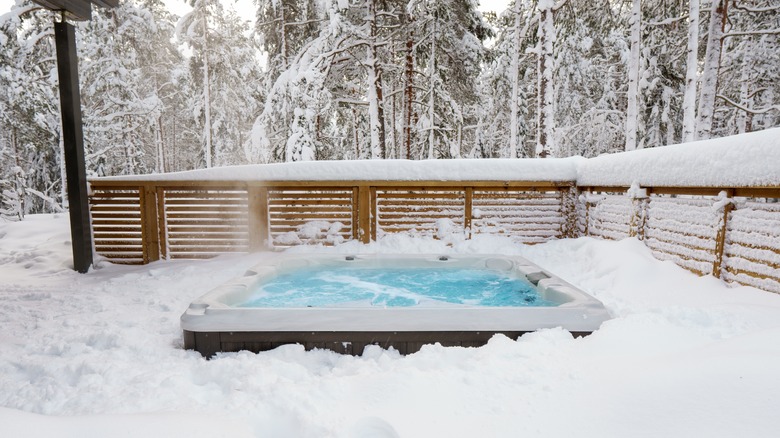 hot water tub in winter