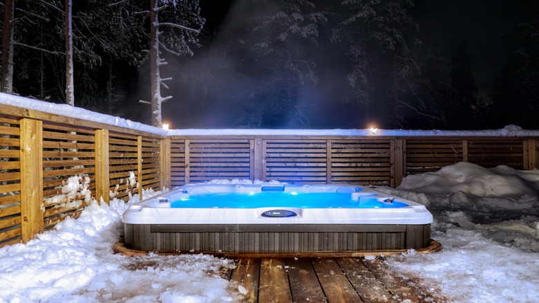 hot bath tub in winter