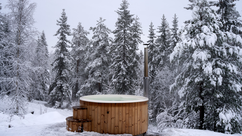 insulated hot tub during winter