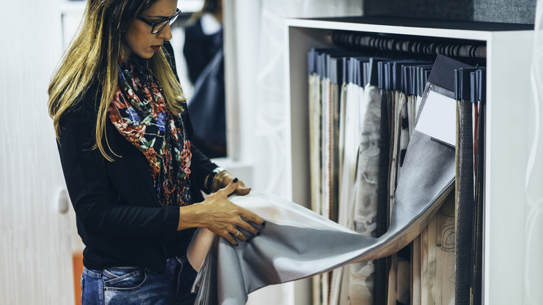 A person shopping for curtains