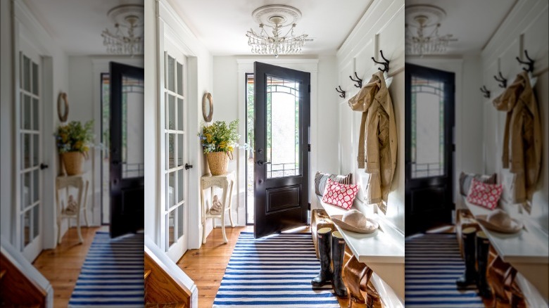 Striped rug in entryway