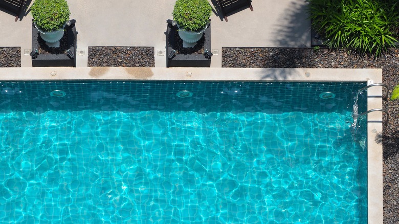 Aerial shot of a pool