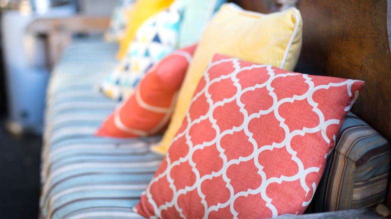 close up colorful outdoor cushions