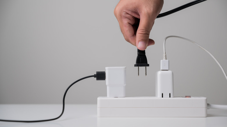 power strip with electrical wires