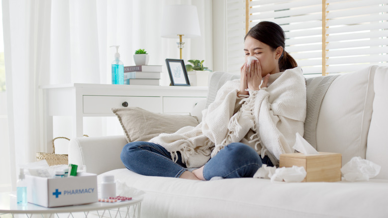 sick person on couch