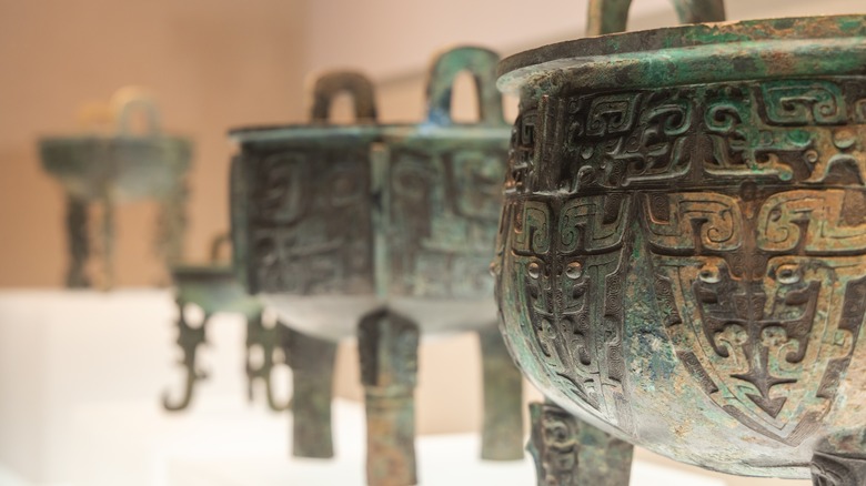 Chinese urns in museum