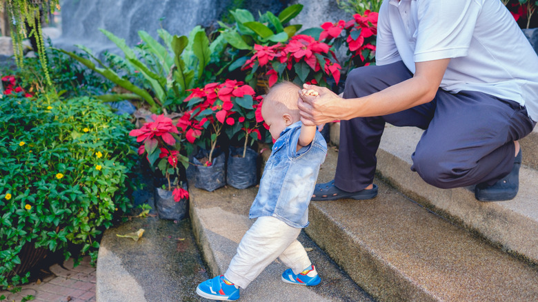 child walking down steps