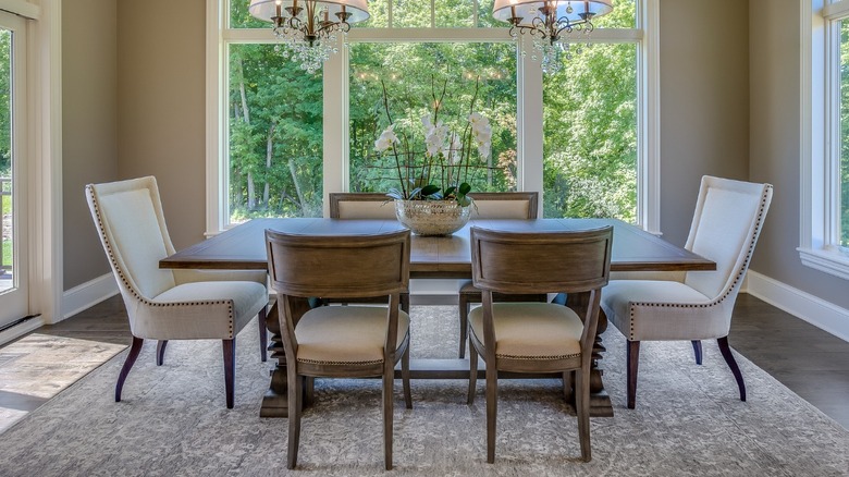 Dining room with end chairs