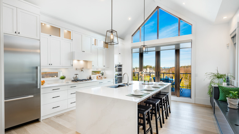 large glass doors in kitchen