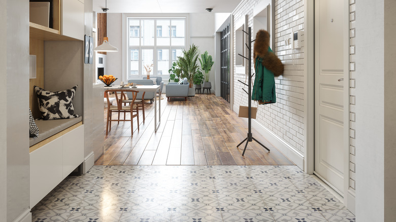 tile and wood in shared space