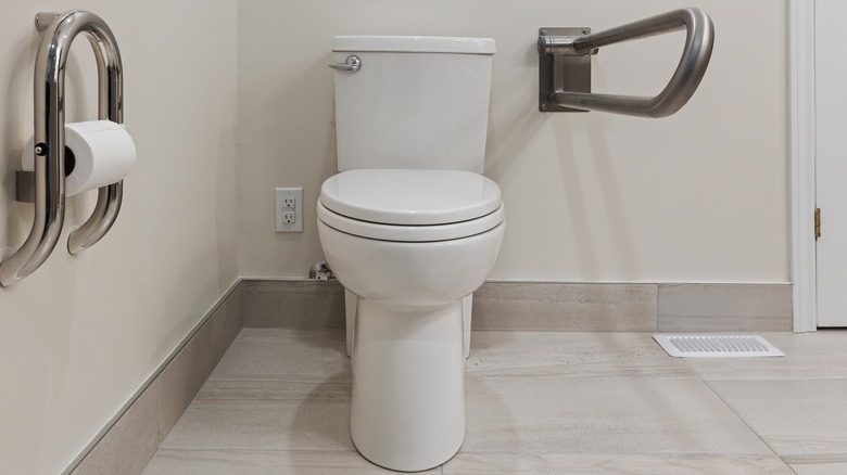 Toilet with grab bars