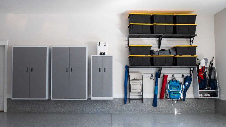 Garage with lifted storage