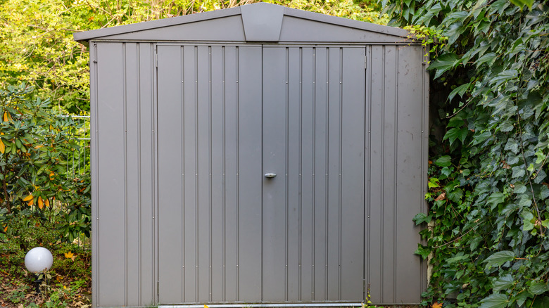 metal shed in garden