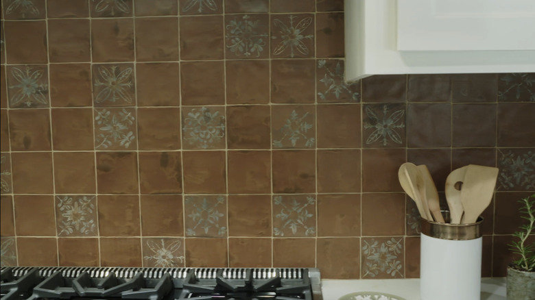 Hand-painted backsplash tiles on "Home Town"