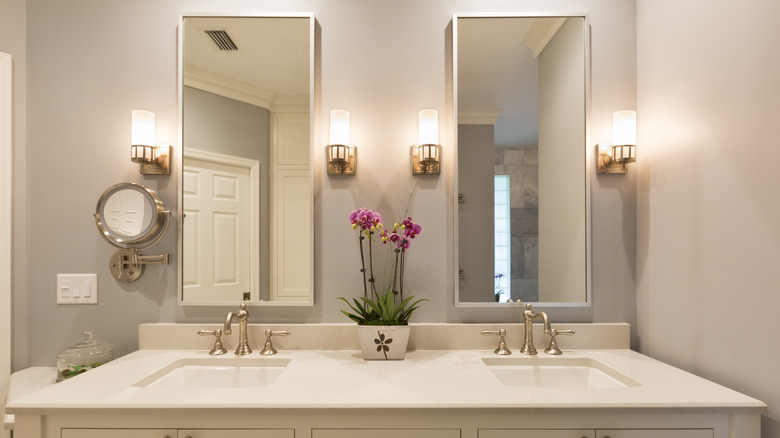 bathroom mirrors and sconces 