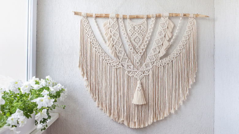 macrame art on wall