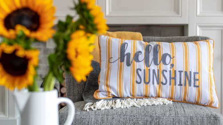 sunflowers and throw pillow