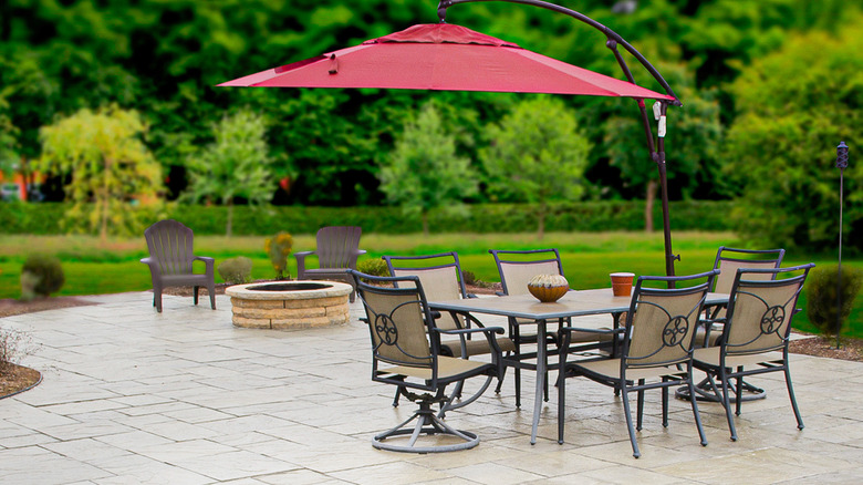 Large patio with table and chairs