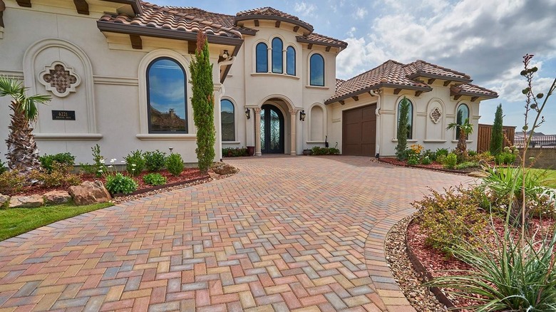 House with herringbone driveway