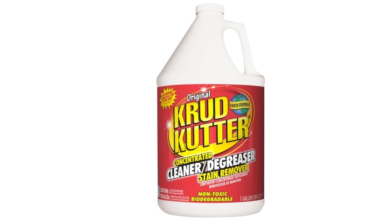 A bottle of Krud Kutter Concentrated Cleaner/Degreaser Stain Remover