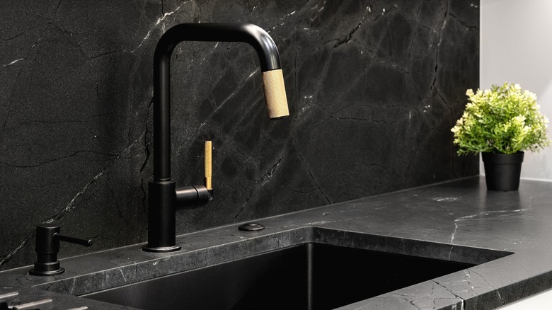 black soapstone countertop with sink