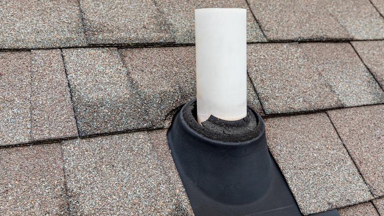 Flashing around a pipe on the roof