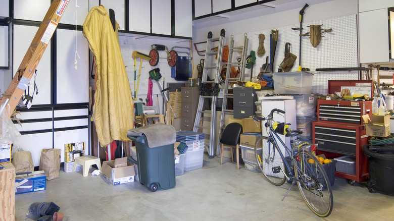 Inside of a garage with no windows