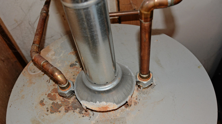 A corroded water heater