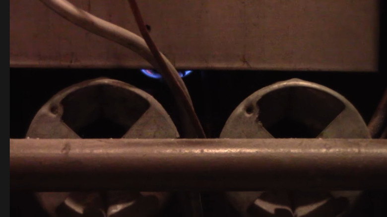 A gas furnace with the pilot light out