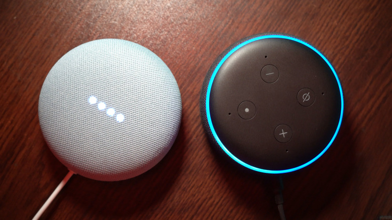 Google Nest Mini and Amazon Echo Dot