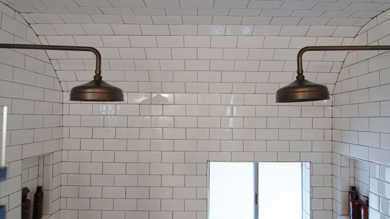 double showerheads in shower