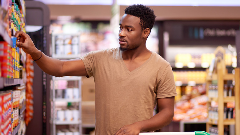 Man shopping in grocery store