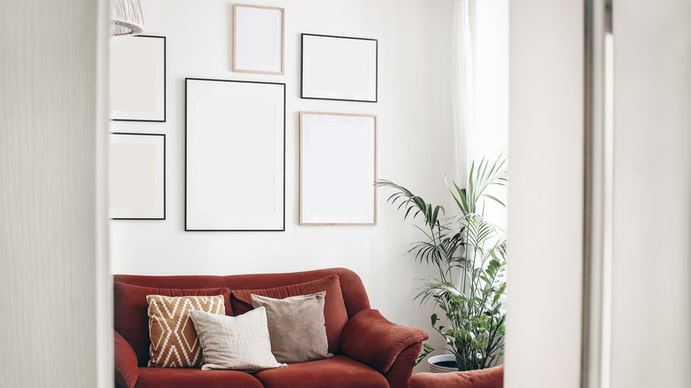 Blank portraits on wall 