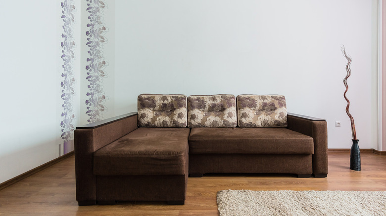 L-shaped sofa in living room 