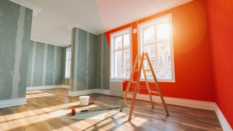 Wall being painted red 