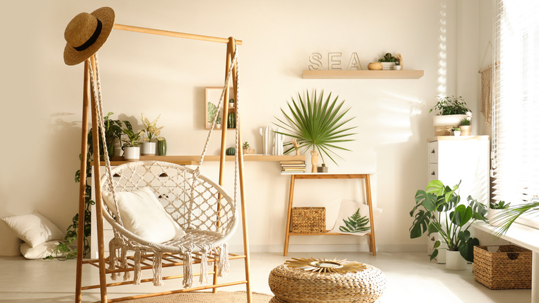 Swing chair in living room 