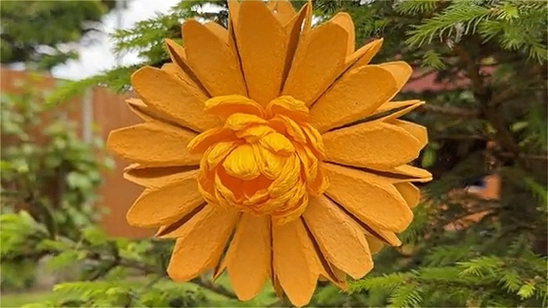 Yellow egg carton flower