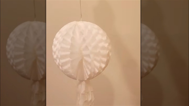 Coffee filter pompoms hanging