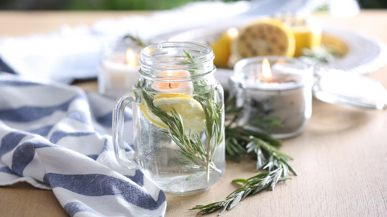Rosemary and lemon jar candle