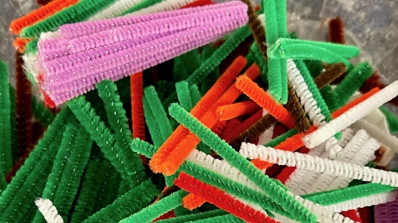 A pile of pipe cleaners in various colors