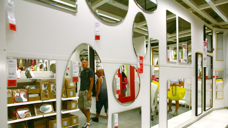 different shaped mirrors at IKEA