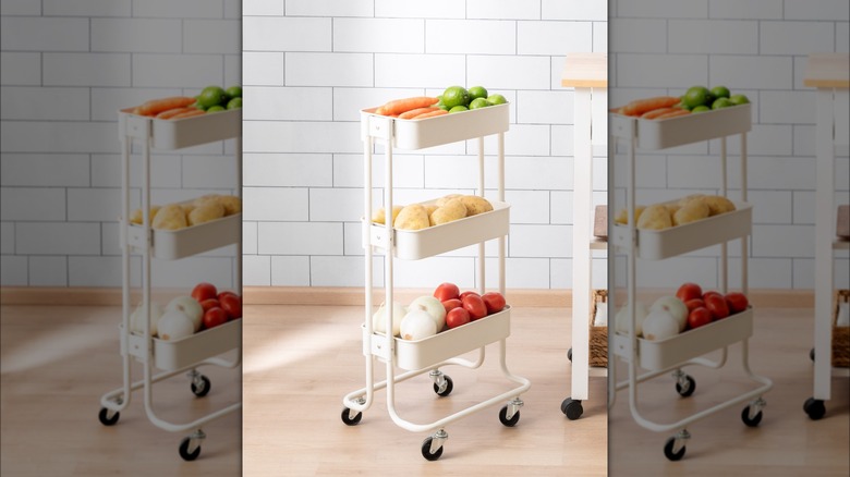 Narrow kitchen utility cart 