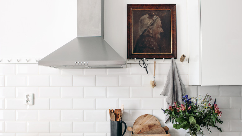 Portrait hanging in kitchen