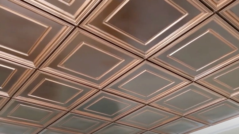 Copper drop ceiling tiles